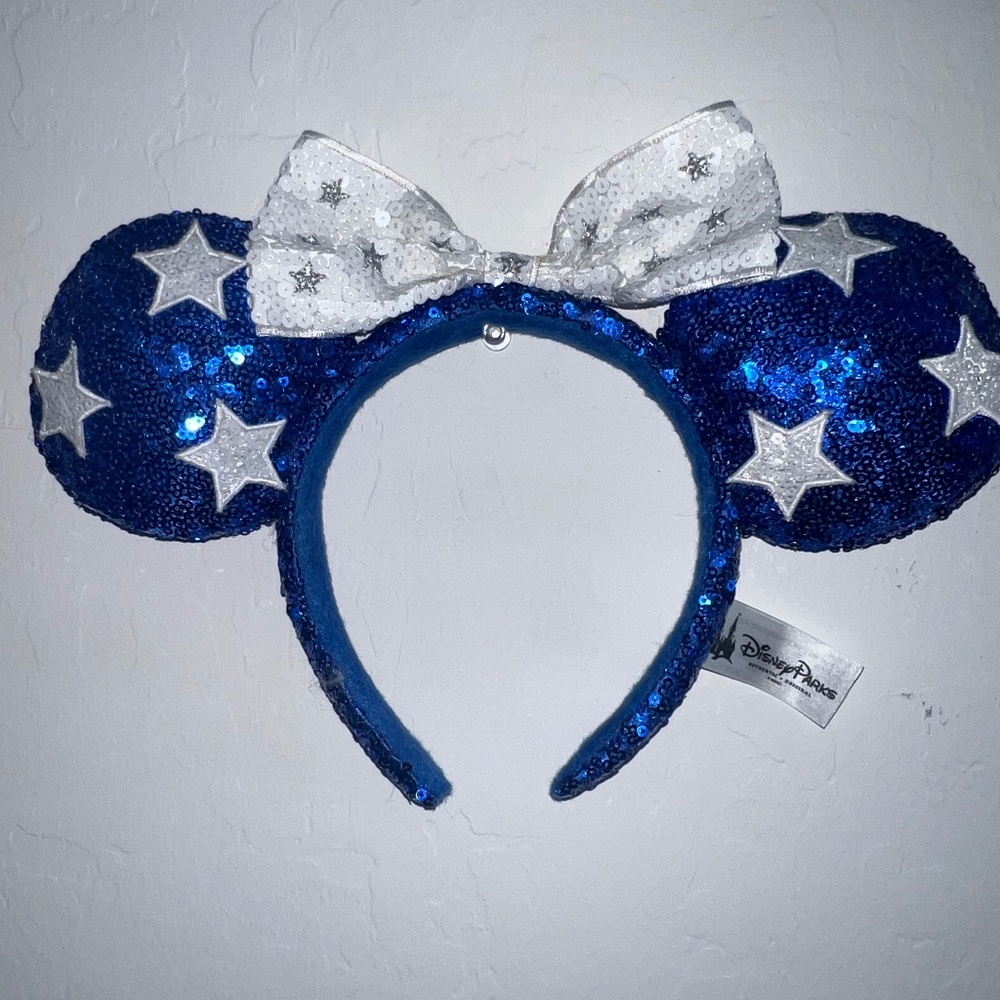 Blue & White Mickey ears with Stars